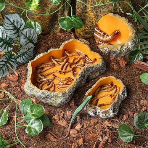 IBWell 7 Inch Reptile Food Dish Escape Proof Reptile Feeding Dish Resin Reptile Water Food Bowl for Bearded Dragon Chameleon Frog Snake Turtle Leopard Gecko - size: 7"