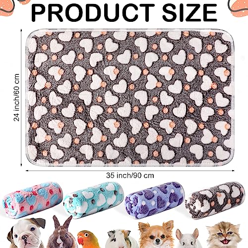 Reginary 4 Pcs Waterproof Guinea Pig Blankets Washable Small Animal Fleece Bedding Absorbent Guinea Pig Cage Liners Reusable Training Pee Pad Pet Sleep Mat for Hamster(Heart Pattern,35 x 24 Inch) - size: 35 x 24 Inch