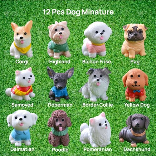 24 Pcs Mini Cat Dog Figurines, Realistic Resin Animal, Miniature Figurines | Hand-Painted Resin Cat & Dog. Ideal For Home Desk Decor, Garden Accents, Birthday Party Favors, Car Decor.