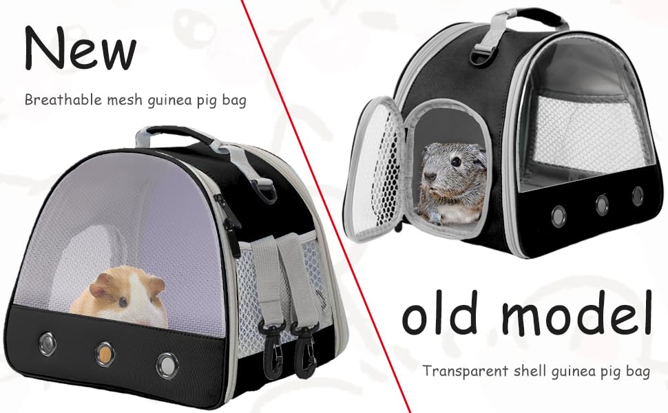 Breathable Guinea Pig Carrier Backpack with Nylon Mesh Window Portable Carrier for Guinea Pig, Bunny Bearded Dragon Bird Chinchilla Ferret Travel Outdoor - color: Black
