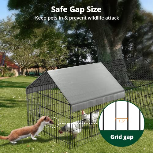 Chicken Coop, 86"x40"x40" Chicken Run Pen with Cover for Yard | Waterproof Sunshade Cover, Auto-lock Door, Ground Stake, Metal Portable Chicken Tractor for Poultry, Rabbits & Small Animals - size: 86.0"L x 40.0"W x 38.5"H