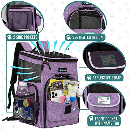 PetAmi Dog Backpack Carrier, Airline Approved 4-Way Entry Cat Backpack Carrier, Ventilated Mesh, Collapsible Pet Carrier for Small Puppy, Kitten, Hiking, Travel Car, Vet, up to 18 lbs, Purple - color: Purple