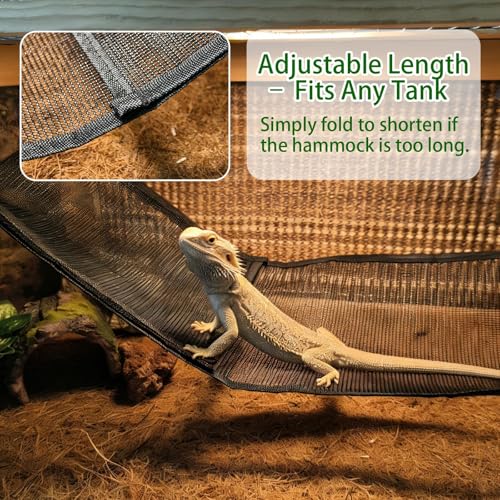 2 Pack Bearded Dragon Hammock,Breathable Mesh Collapsible Reptile Hammock Lounger Climbing Tank Accessories for Lizard Gecko Snakes Axolotls Chameleon (Black) - color: Black