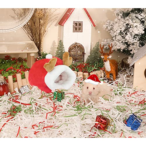 WishLotus Hamster Bed, Mini Soft and Warm Hamster House Cute Non-Slip Hamster Sleeping nest Small Animals Bedding House for Dwarf Hamsters, Mini Hedgehogs and Small Pets (red) - color: red