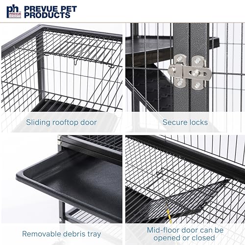 Prevue Pet Products Feisty Ferret Home with Stand, Black Hammertone with Hammock and Suede Ferret Tunnel 485 - style: Feisty Ferret Cage Bundle