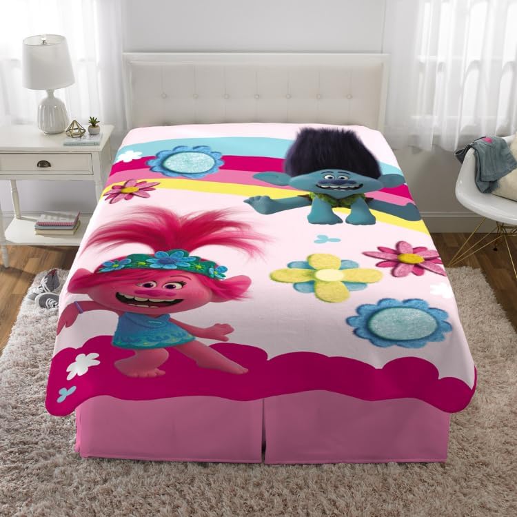 DreamWorks Trolls 2 Kids Bedding Super Soft Plush Micro Raschel Blanket, 62 in x 90 in, (Officially Licensed Product) By Franco - color: Trolls 2, size: 62 in x 90 in