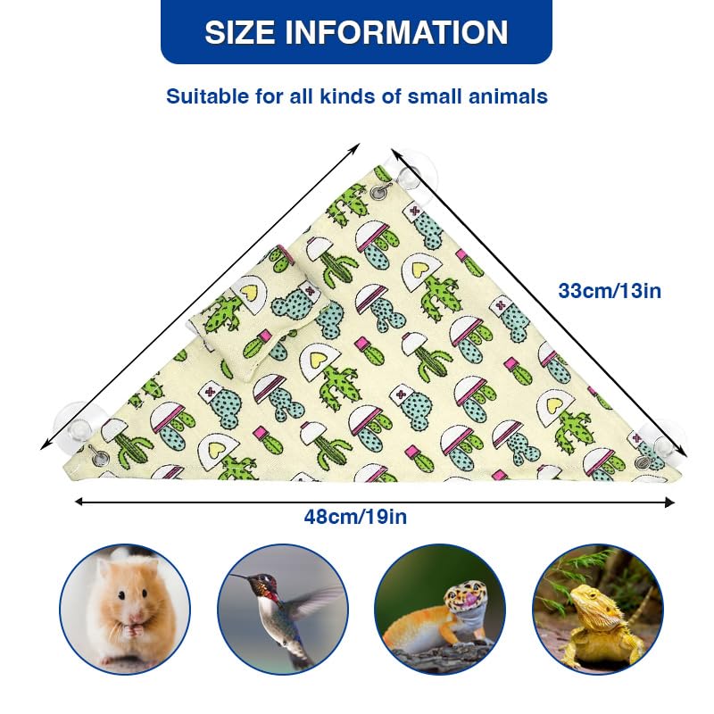Bearded Dragon Hammock Swing Hanging Reptile Bed Lounger with Pillow Hooks & Suction for Large Small Bearded Dragons Geckos Lizards Snakes (Beige - color: Beige