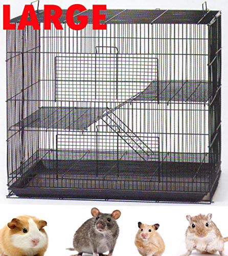 30" Large 3-Levels Easy Setup Foldable Bite-Proof Tight Bar Spacing Ferret Chinchilla Sugar Glider Rats Mice Mouse Rodent Hamster Gerbil Hedgehog Small Animal Critter Metal Travel Carrier Cage