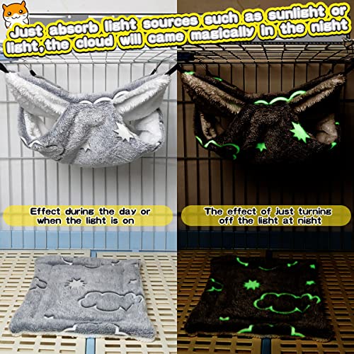 LEFTSTARER Noctilucent Luminous Guinea Pig Rat Hammock Bunkbed Hanging Tunnel and Soft Bed Mat for Ferret Hedgehog Squirrel Hideout Cage Accessories (3.Bunkbed Hammock and Mat) - color: 3.Bunkbed Hammock and Mat