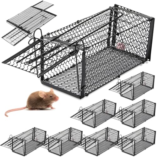 2 Pack Humane Rat Traps, Foldable Cage,9.45 x 4.1 x 4.1 Inches,Black | for Mouse Chipmunks and Squirrels, Reusable Wire Mesh Rodent Traps for Catch & Release, Indoor & Outdoor - size: 9.45 x 4.1 x 4.1 Inches