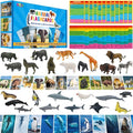 24PCS Animal Figurines with 24 Introducing Flashcards, Wild & Marine Animal Figures Safari and Underwater Creature Learning Montessori Toys Science Educational Matching Game for Homeschool, Kids - style: Wildlife+Marine Animal Set (including cards)
