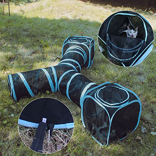INTURN Cat Furniture Tent for Indoor and Outdoor Playpen Portable Cat Tunnels, Outdoor Kennel (2 Cube + 3-Way Tunnel) - color: 2 Cube + 3-Way Tunnel