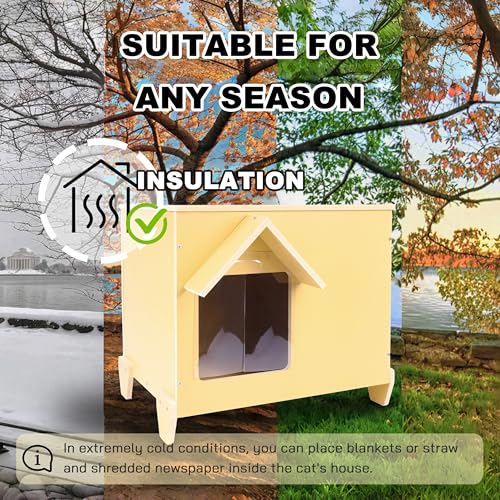 Outdoor Cat Houses Feral Cat Shelter Wooden Stray Cat Condo Outside Sturdy Waterproof and Insulated with Escape Door (one cat upgrate) - style: one cat upgrate