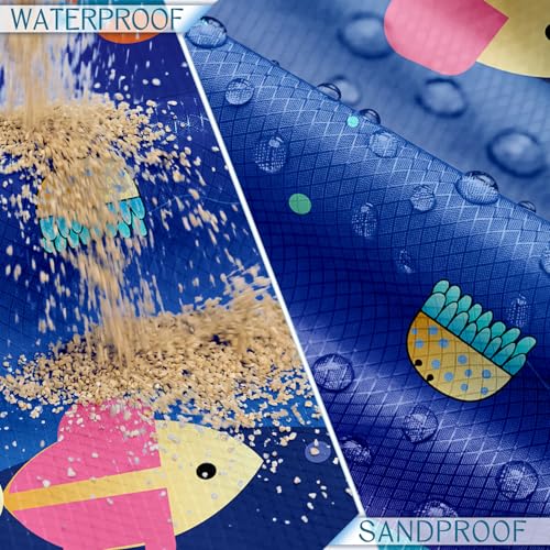 BYDOLL Beach Blanket Waterproof Sandproof,78''X81''/78''X110'' Large Sand Free Oversized Lightweight Sand Resistant Blanket, Picnic Mat for Beach Travel Camping Hiking Essentials - color: Undersea, size: 78''X81"