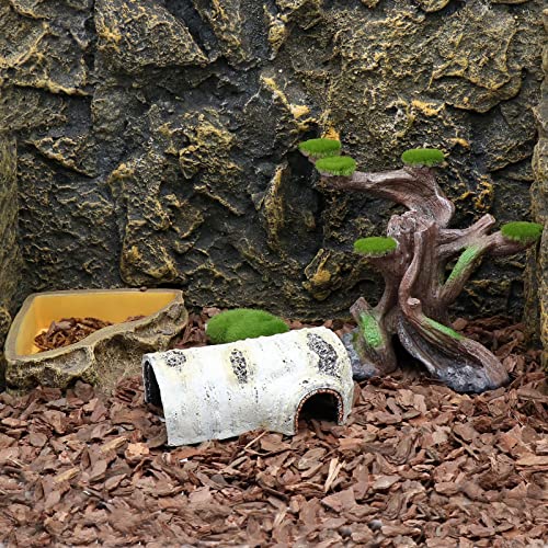 relaqcc Reptile Decor Aquarium Decorations Artificial Moss Resin Fish Tank Rocks Simulation Hollow Tree Leopard Gecko Trunk Accessories Aquarium View（Medium） - size: Medium-A