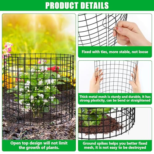 10 Pack Plant Protectors from Animals, 13x12 Plant Cages for Outdoor Plants | Wire Plant Protector, Thick Metal, Non-deformable, Free-Cut, Cap-less Design, Plant Protection Cage to Keep Animals Out - size: 10 PACK-13x12inch