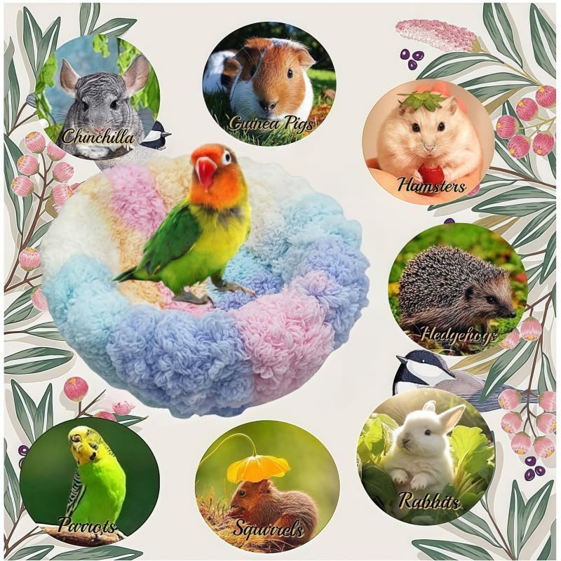 Warm Bird Nest Bed with Suction Cup Bird Snuggle Hut Breeding Bird House Plush Hanging Bird Bed for Parakeet, Conure, Budgie, Cockatiel, Lovebird, Finch, Hamster-Pink - color: Pink with Suction Cup