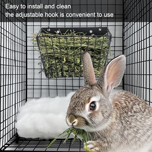 Rabbit Hay Feeder, with Heavy-Duty Metal Frame， Hay Holder for Rabbits - for Rabbits， Bunny, Guinea Pigs, Chinchillas， 9.6x4.5x6.3 inch - color: Black-1PCS