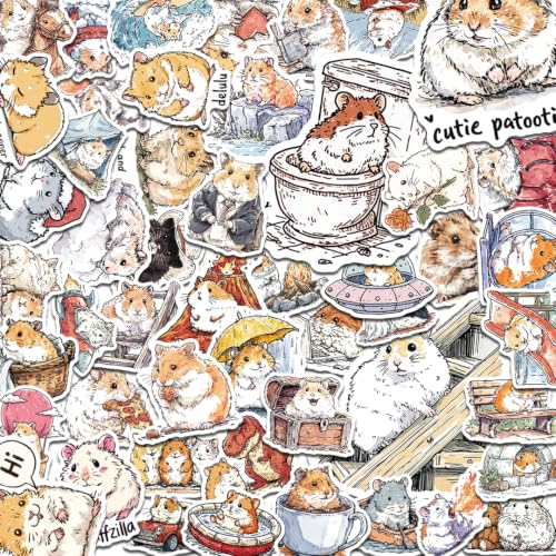 100 PCS Hamster Stickers Pack – Waterproof Hamster Decals for Water Bottles, Laptops, Phones, Notebook, Cars – Cool Vibrant Graphics for Hamster Enthusiast - color: Hamster