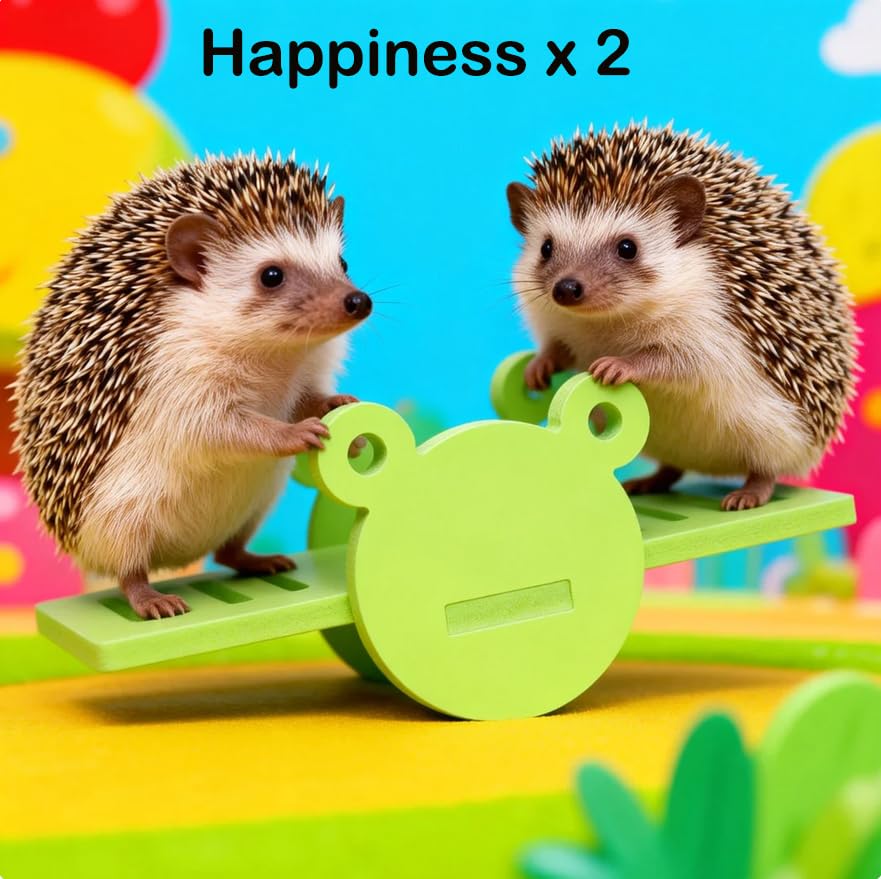 Hedgehog Enrichment Toys Set, Includes Hideout Tunnel, Skateboard, Ball Bell, Cozy Bed, and Seesaw, 5 Piece - color: Blue