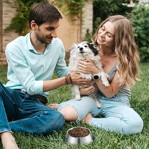8 Pack Stainless Steel Dog Bowls Metal with Rubber Base Non-Slip Pets Puppy Cats Feeding Food and Water Bowls Dishwasher-Safe for Indoor Small Medium Large Dogs Cats Kitten Rabbit(7 oz) - size: 7 oz