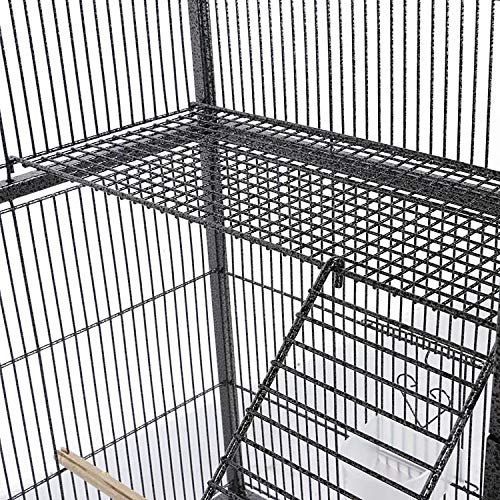 Yaheetech 69-Inch Extra Large Wrought Iron 3 Levels Ferret Chinchilla Sugar Glider Squirrel Small Animal Cage with Cross Shelves and Ladders, Black - color: Black