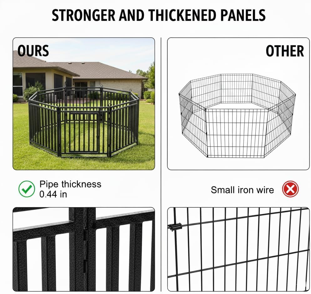 Thickened Outdoor Dog Fence, 47" H, 32 Panels for Yard & Camping | Easy Setup, Flexible Layouts, Thickened Panels, Heavy-Duty, for Medium & Large Dogs and Farm Use, Patented - size: 47" height, style: 32 Panels