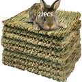 Hamiledyi Grass Mat for Rabbit Bunny Chew Toys Woven Bed Mat for Guinea Pig Chinchilla Squirrel Hamster Cat Dog and Small Animal (22PCS Grass mat)