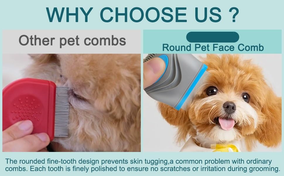 PET Facial Grooming Comb，Stress-free Tear Stain Remover for Dogs & Cats | Stainless Steel Tear Stain Remover，Gentle Round-Head Grooming Tool，Cat Grooming Kit，Lightweight & Portable Pet Grooming Brush