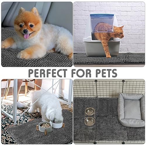 4 Pcs Guinea Pig Cage Liner 47 x 24 Inch Washable Chenille Pee Pads Pet Dog Cat Bedding Training Mat Reusable for Small Animals Puppy Bunny Hamster Chinchilla - color: Dark Gray, size: 47 x 24 Inch, style: Low Pile Chenille