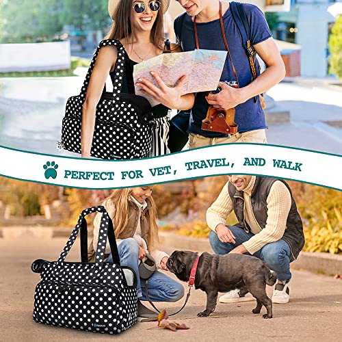 PetAmi Small Dog Purse Carrier, Soft-Sided Pet Carrier Bag with Pockets, Portable Puppy Cat Travel Handbag Tote, Airline Approved Breathable Mesh, Poop Bag Dispenser, Max 18 lbs, Polka Dot Black - color: Polka Dot Black