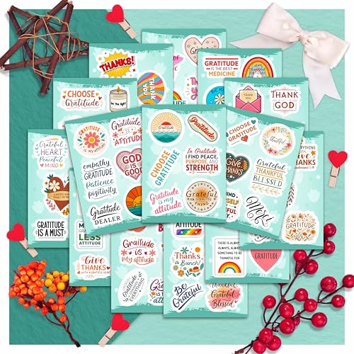 100Pcs Gratitude Stickers for Water Bottle, Thankful Sticker – Gratitude Gifts Bulk, Positive Quotes Decals – Gifts for Women & Men - color: Gratitude Stickers