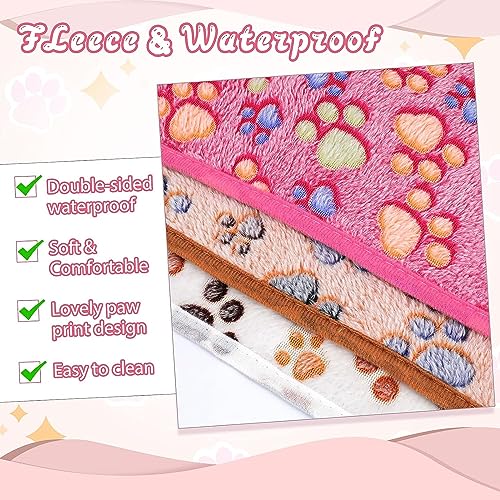 YUEPET 3 Pack Waterproof Guinea Pig Blankets, Fleece Cage Liners, SM | Fleece Bedding for Guinea Pigs, Waterproof Backing, Machine Washable, Soft Fleece Surface, 30 x 16 in - color: White+pink+coffee, size: SM-30"×16"