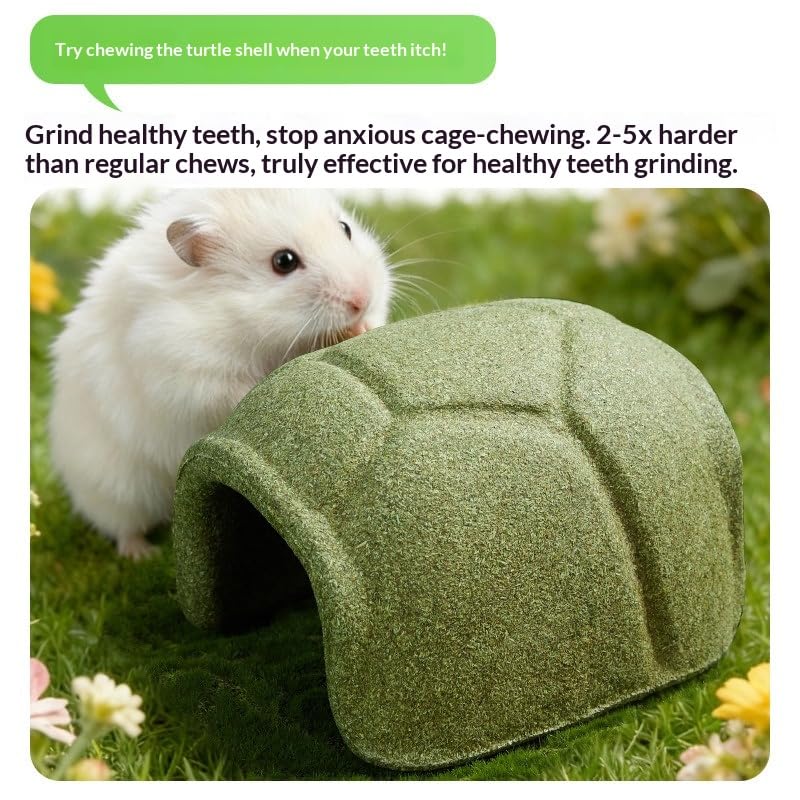 Generic Natural Seagrass Hamster Hideout, Turtle Shell Chew Toy Small Animal Shelter for Gerbil Chinchilla