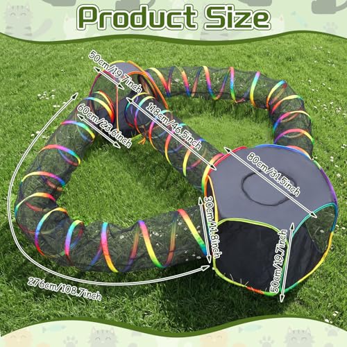 CypherX Outdoor Rainbow Cat Enclosure, 5 in 1 Portable Cat Tents for Outside Cage Free Outside Pet Enclosure Cat Tunnel Outdoor Playground for Indoor Cats and Small Animals - size: 5 in1 Loop(11.8"W)
