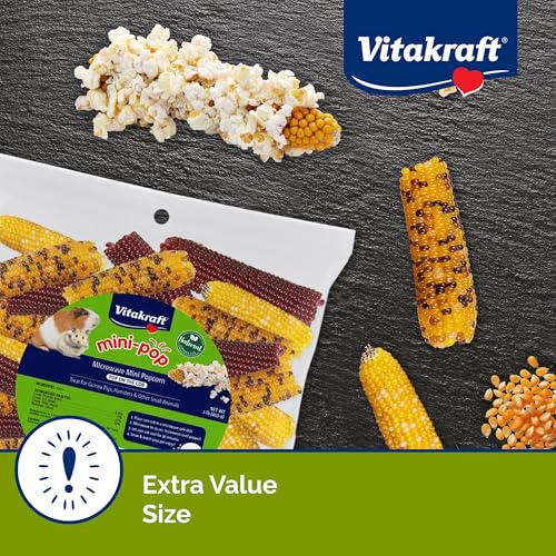 Vitakraft Mini Pops Microwavable Corn Cobs for Small Animals - Corn on The Cob Snack for Hamsters, Rabbits, & Guinea Pigs - Pet Treat & Enrichment Chew Toy - Popcorn for Small Animals (1lb) - size: 1 Pound (Pack of 1)