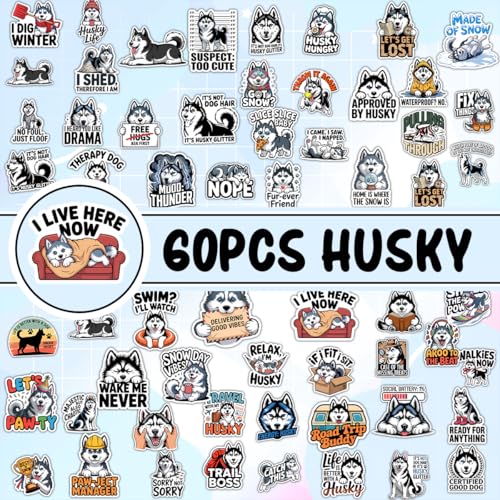 Vybonz Siberian Husky Stickers Husky Dog Lover Puppy Decal Pack | Siberian Husky Stickers, Cute Husky Dog Vinyl Decals, Funny Husky Quotes Stickers, Gifts For Husky Lovers, Dog Owners - color: Husky, size: 3in