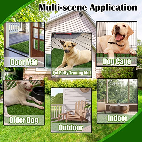 GLOBREEN Fake Grass Pad for Dogs Potty, 19" x 29" Pets Puppy Artificial Turf Pee Pads, Thick & High Drainage for Indoor Outdoor Use - size: 19x29 Inch