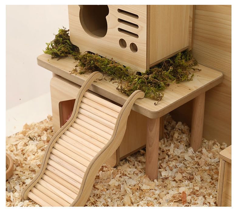 Hamster Play Wooden Platform, Gerbil Cage Waterproof Wood Stand | Waterproof, with Pillars Standing, Surface Play Cage Accessories, detachable,for Syrian Squirrel and Other Small Pets
