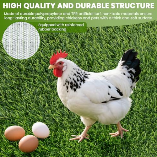 8Pcs Chicken Nesting Box Pads Washable Artificial Grass Nesting Pads | With Rubber Backing,Reusable Chicken Nesting Pads for Chicken Coop and Pet Garden Lawn Indoor Outdoor 12"×12"
