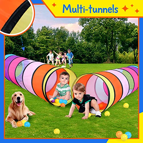 Colorful Play Tent Tunnel for Babies, Toddlers, Kids - with Mesh Windows, Indoor Outdoor Pop Up Tunnel Toy Gift - style: Pink