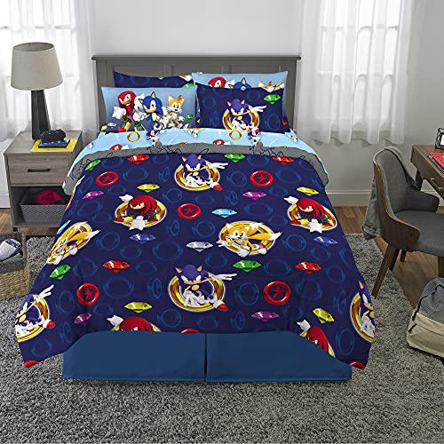 Franco Kids Bedding Super Soft Comforter and Sheet Set with Sham, 7 Piece Full Size, Sonic The Hedgehog - color: Sonic the Hedgehog, size: Full