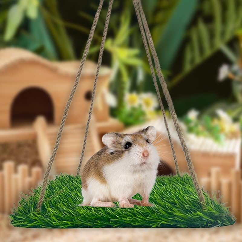 Reptile Hammock Swing Hanging Bed, PP Grass Pad，Portable Bird Swing Stand Reptile Natural Swing Hanging Bed for Bearded Dragon Leopard Gecko Lizard Birds Parrots（Square） - color: Square