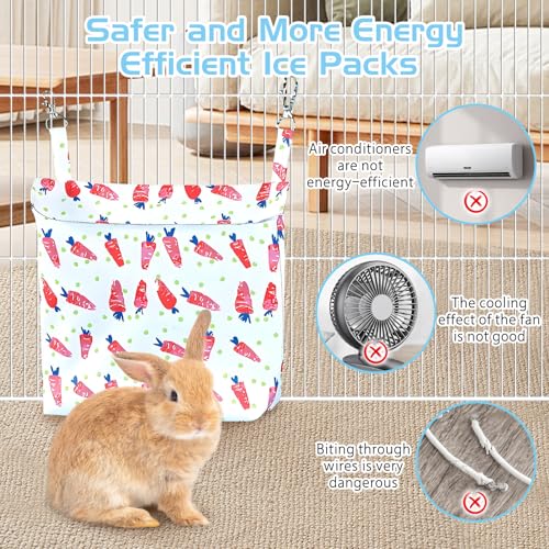 Hamiledyi Rabbit Cooling Pouch with Ice Pack - No Condensation Pad for Bunny Cage Accessories, Washable Cooling Mat for Small Animals (Ferret, Guinea Pig, Chinchilla)