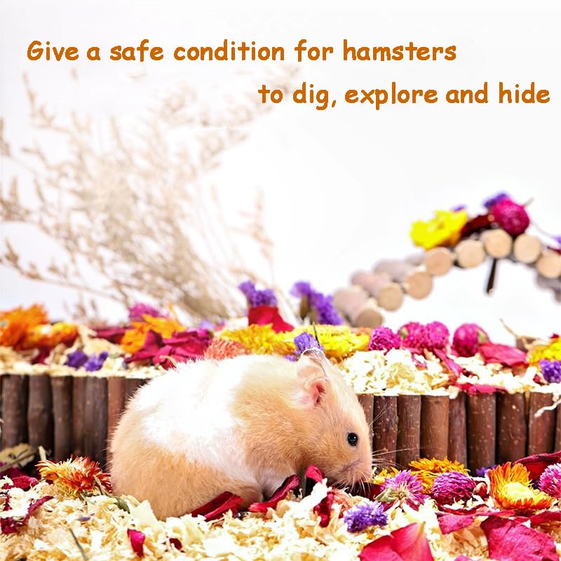 Amonk Natural Flower Bedding for Hamsters, Rabbits & Small Pets | 100% Safe & Odor Control | 200g/7.05oz No Herbs Soft Floral Habitat Decor | Non-Toxic, Eco-Friendly Bedding for Cages & Nesting