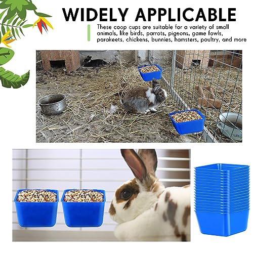 50 Pcs Cage Cups Chicken Feeder Cups 16 oz Hanging Bird Food Water Bowl Bunny Cage Feeding Dish for Pet Parrot Rooster Parakeet Poultry Pigeon(Blue) - color: Blue