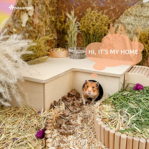 Niteangel Multi-Chamber Hamster House Maze: 1 Entrance 3 Rooms Maze Habitat | No-Disturb Removable Lid - Encourage Pets Hide and Explore Freely Hideout & Tunnel Maze Toys for Hamster Gerbils Mice Lemming - size: 3-Room Large