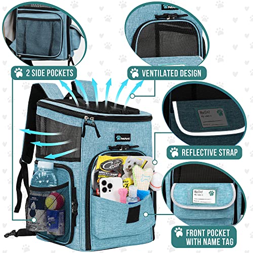 PetAmi Dog Backpack Carrier, Airline Approved 4-Way Entry Cat Backpack Carrier, Ventilated Mesh, Collapsible Pet Carrier for Small Puppy, Kitten, Hiking, Travel Car, Vet, up to 18 lbs, Turquoise - color: Turquoise