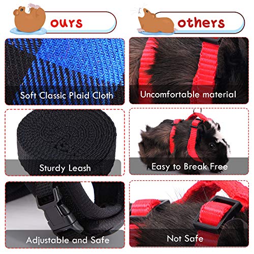 2 Pieces Guinea Pig Harness and Leash with Safety Bell Adjustable Hamster Ferret Harness and Leash Set No Pulling Walking Vest for Ferret Chinchilla and Similar Small Animals (S, 6-7 Inch Chest) - size: S, 6-7 Inch Chest