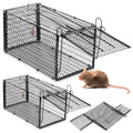 2 Pack Humane Rat Traps, Foldable Cage,11.8 x 5.5 x 5.5 Inches,Black | for Mouse Chipmunks and Squirrels, Reusable Wire Mesh Rodent Traps for Catch & Release, Indoor & Outdoor - size: 11.8 x 5.5 x 5.5 Inches